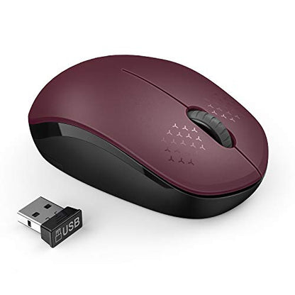 seenda Wireless Mouse for Laptop, 2.4G Noiseless Mouse with USB Receiver - Optical Tracking Portable Computer Mice for Chromebook, PC, Tablet, Windows System, 24 Months Battery Life - Red&Black - color: Red and Black