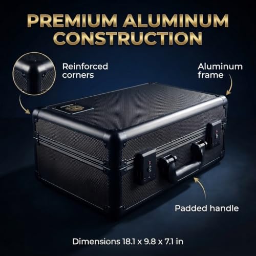 4 Row Graded Card Storage Box | Aluminum Slab Case Holds 150+ PSA BGS SGC CGC | Dual Combination Lock & TSA-Compatible Access | Sports, Baseball, TCG & Top Loader Organizer
