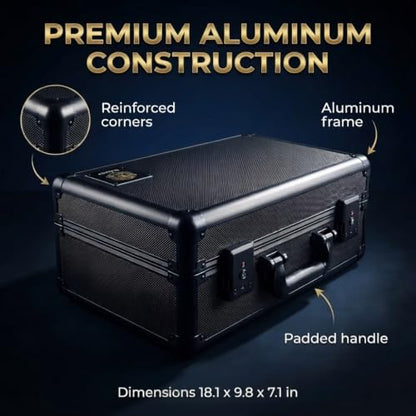 4 Row Graded Card Storage Box | Aluminum Slab Case Holds 150+ PSA BGS SGC CGC | Dual Combination Lock & TSA-Compatible Access | Sports, Baseball, TCG & Top Loader Organizer