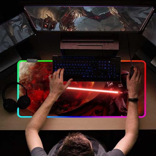 Large Gaming RGB Mouse Pad Custom Mouse Pads, Mousepad with Non-Slip Rubber Base and Stitched Edges Mouse Mat, Big Desk Pad for Computer Keyboard, Office Desk Mat for Desktop,31.5x15.7 Inch - color: Pattern(rgb3)