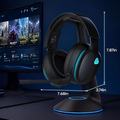 AOC 2.4GHz Wireless Gaming Headset for PS5, PS4, PC, Switch, 45Hr, Black | Bluetooth 6.0 Gaming Headphones with Noise Canceling Mic, 7.1 Virtual Surround, Great for Fortnite & Call of Duty/FPS Gamers - color: Black