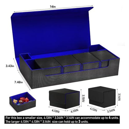 Premium Trading Card Storage Case TCG Deck Box Holds 800+ Sleeved Cards for MTG, YuGiOh, Uno, Sport with Strong Magnet Closure (Black/Blue) - color: A-Black/Blue - 800 Cards