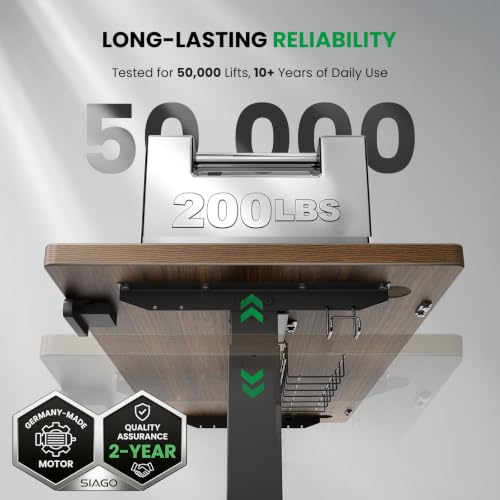 SIAGO 48 x 24 Inch Electric Standing Desk, 0.8 Inch Thick Tabletop | Smooth Height Adjustment, 200lbs Stability, 3 Memory Presets, Cable Management, Pre-Labeled Easy Assembly - color: Walnut, size: 48 x 24 Inch