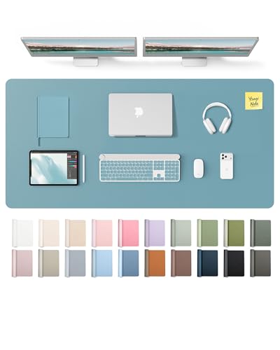 YSAGi Leather Desk Protector, Office Mat, Large Mouse Mat, Non-Slip PU Leather Blotter, Laptop Desk Mat, Waterproof Writing Pad for Office and Home(Aquamarine, 55" x 24") - color: Aquamarine, size: 55" x 24"