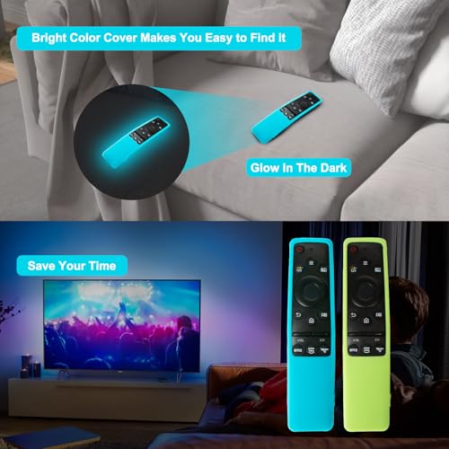 2 Pack Cover for Samsung Remote Silicone Protective Case Compatible with Samsung TV Remote Control Cover BN59 Series Glow in The Dark Remote Skin Sleeve (Glow Green + Glow Blue) - color: Glow Green + Glow Blue