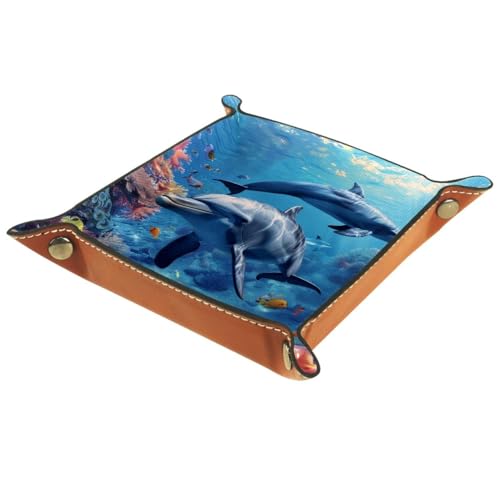 Ocean Dolphins Dice Tray Dice Rolling Tray Folding Dice Holder for Dice Games, Like RPG, DND and Other Table Games - color: Multi 3
