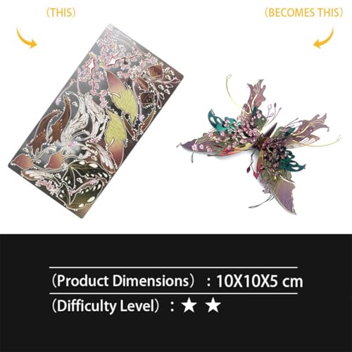 Butterfly 3D Metal Puzzle for Adults, Mechanical Butterfly Metal Model Building Kit, 50+PCS Steampunk Bionic QianYuDie Jigsaw Puzzles Animal, DIY Craft Kit Toy Gift -KIT - style: 50PCS+, KIT Version, Edition 3