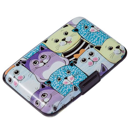 ELFISH Mini RFID Aluminum Wallet Credit Cards Holder Business Card Case Metal ID Case for Men Women (Color cat) - color: Color cat
