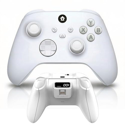 ECUBit Wireless Gaming Controller Compatible with Xbox Series X and Series S, Xbox One and Windows PC, Bluetooth Controller with 1400mAh Rechargeable Battery and LED Power Display, Dual Vibration, USB C Charging, 3.5mm Headset Jack, White