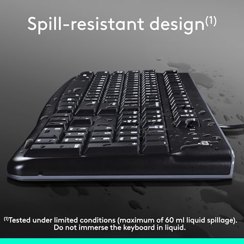 Logitech K120 Full Size Wired Keyboard USB Plug-and-Play Windows - Black