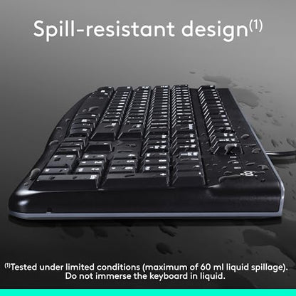 Logitech K120 Full Size Wired Keyboard USB Plug-and-Play Windows - Black