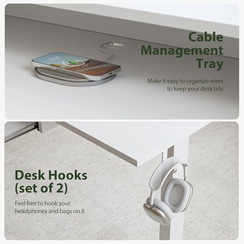 Agilestic 63 x 24 Inches Electric Standing Desk with 2 Storage Drawers, Stand Up Desk Adjustable Height, Sit and Stand Computer Table with Splice Board, White - color: White, size: 63 x 24 Inches with 2 drawers