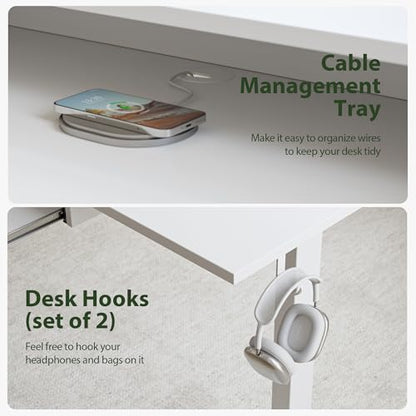 Agilestic 63 x 24 Inches Electric Standing Desk with 2 Storage Drawers, Stand Up Desk Adjustable Height, Sit and Stand Computer Table with Splice Board, White - color: White, size: 63 x 24 Inches with 2 drawers
