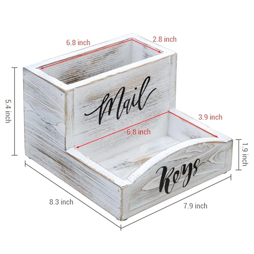 MyGift Whitewashed Wood Mail & Key Holder, Rustic Entryway Organizer | Shabby white wood organizer keeps items neatly together with charming MAIL and KEYS lettering for entryway storage