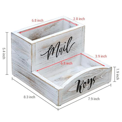 MyGift Whitewashed Wood Mail & Key Holder, Rustic Entryway Organizer | Shabby white wood organizer keeps items neatly together with charming MAIL and KEYS lettering for entryway storage