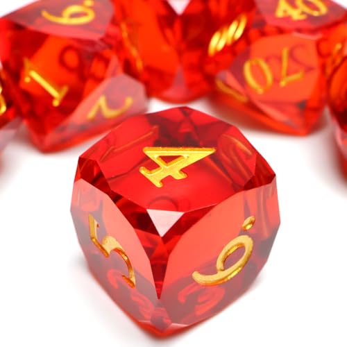 XENOLUX Polyhedral RPG Dice,Handmade Resin Red DND Dice Set for Dungeons and Dragons-RD Red - color: Rd-red