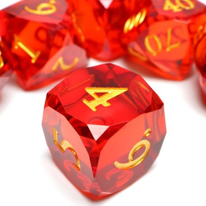 XENOLUX Polyhedral RPG Dice,Handmade Resin Red DND Dice Set for Dungeons and Dragons-RD Red - color: Rd-red