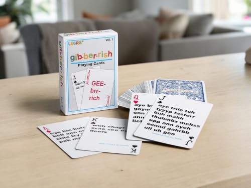 The Gibberish Guess Game Standard Playing Cards, Funny Word Games for Teens | Road Trip Travel Size Game, Family Friendly, Jibberish Silly Game Portable for Car Trip Activities, Boredom Buster for Kids