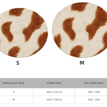 Famame Cow Brown Fur Skin Round Fitted Tablecloth with Elastic Protector Table Kitchen Dinner Waterproof Oil-Proof Table Covers Fits 40"-44", Small - color: Cow Brown Fur Skin, size: Small (40"-44")