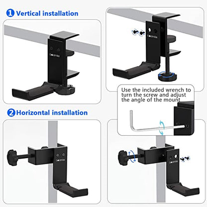 Aluminum Headphone Stand Hanger Foldable with Cable Clip Headset Holder Clamp Hook Under Desk, Save Your Space While Working & Gaming - style: 1 pack