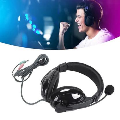 Yunseity Gaming Headset, Bass Surround Wired Headset, Noise Cancelling Flexible Mic Over Ear Headphones, Soft Memory Earmuffs, for PC