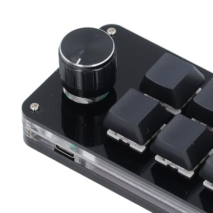 USB Mini Keypad Macro Pad Mini Mechanical Keyboard 6 Keys 1 Knob Custom Shortcut Keys One Handed Plug and Play Red Switch USB C for Gaming Office Media