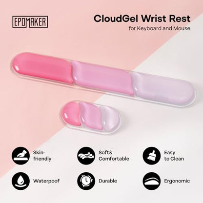 EPOMAKER CloudGel Wrist Rest for Keyboard and Mouse, 2 Pieces | Silicone Wrist Support, Anti-Slip Rubber Bottom, Ergonomic Design, Suitable for Office/Computer/Laptop/Gaming (Pink) - color: Pink