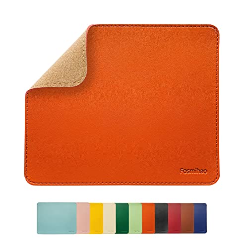 Leather Double Side Mouse Pad With Stitched Edge - Waterproof Ultra Thin for Computers, Laptop, Office & Home, 10.2 x 8.3 Inch, 1 Pack (Orange) - color: Orange