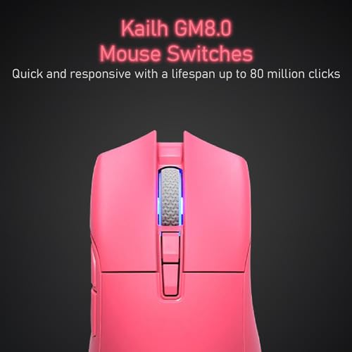iRocks M31R Wireless Gaming Mouse, Triple Mode 2.4G/ Bluetooth/USB-C Detachable Cable Gaming Mouse, Kailh GM8.0 Mouse Switches, Advanced PixArt PAW3395 Optical Sensor, Up to 26,000 DPI - Pink - color: Pink