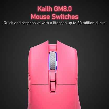 iRocks M31R Wireless Gaming Mouse, Triple Mode 2.4G/ Bluetooth/USB-C Detachable Cable Gaming Mouse, Kailh GM8.0 Mouse Switches, Advanced PixArt PAW3395 Optical Sensor, Up to 26,000 DPI - Pink - color: Pink