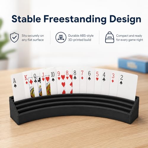 Playing Card Holder Stand – Hands-Free Card Organizer for Board Games | Multi-Tier Slot Design | Freestanding Tabletop Display Rack for Poker Night, Family Game Night & - color: Black