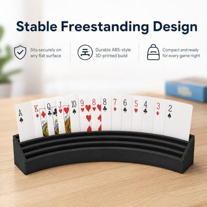 Playing Card Holder Stand – Hands-Free Card Organizer for Board Games | Multi-Tier Slot Design | Freestanding Tabletop Display Rack for Poker Night, Family Game Night & - color: Black