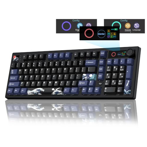 L98 Wireless Gaming Keyboard, 98 Keys Mechanical Keyboard with Smart Display and Knob, Bluetooth/2.4GHz/USB-C Hot Swappable RGB Backlit with Number Pad for PC Mac