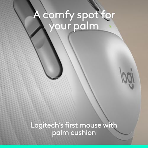 Logitech Signature Comfort Plus M850 L Wireless Mouse - Off White | Bluetooth, palm cushion, 24-month battery, customizable buttons, for Windows, Mac, iPad - color: Off White, style: With Palm Cushion