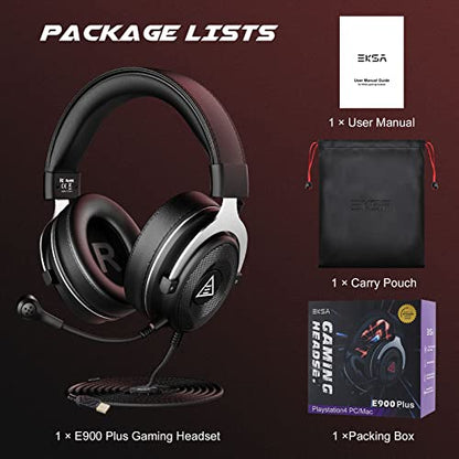 EKSA USB Gaming Headset - PC Headset with Noise Canceling Microphone/Mic, 7.1 Surround Sound, 50 MM Drivers, Memory Foam Ear Pads, Gaming Headphones for PS4 PS5 Laptop Computer