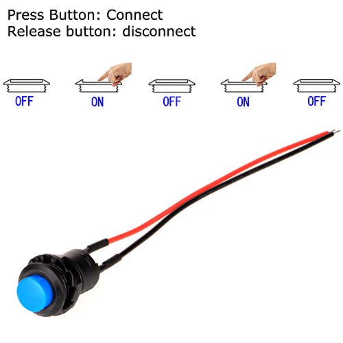 Gebildet 12pcs 12mm Prewired Momentary Push Button SPST ON/Off AC 250V/1.5A 125V/3A,Lockless Mini Round Button for Car Trumpet,PC,Home Doorbell - style: E427