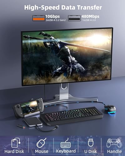 M.2 Steam Deck Dock, Docking Station for Steam Deck OLED/ROG Ally/Legion Go(S)/ROG Xbox Ally,with HDMI(4K@60Hz), Gigabit Ethernet, 3*USB-A 3.2, M.2Slot(SSD Expand Storage),USB C PD 100w Charging - style: Steam Dcek Dock(HDMI)