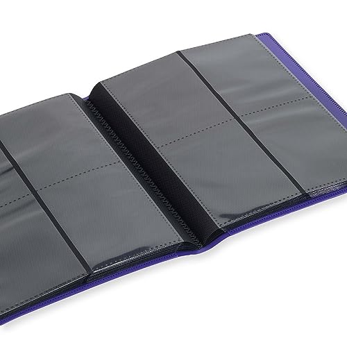 Vault X 4 Pocket Strap Trading Card Binder 160 Cards Side Loading (Purple) | Holds 160 standard-size TCG cards in 20 side-loading 4-pocket pages. Padded, water-resistant cover. - color: Purple
