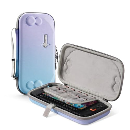 UYIYE Carrying Case for Nintendo Switch 2 2025, 7.9 Inch Hard Shell Protective Travel Case, Shockproof Portable Storage Bag with 9 Game Card Slots, Soft Plush Lining & Console Lift Strap,Blue&Purple - color: NS2-Blue Purple