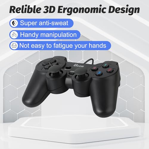Umierke Wired USB Game Controller for Windows PC/Raspberry Pi, Dual Vibration Gaming Joystick, Gamepad for Laptop Desktop (Windows 11/10/8/7) & Steam/Roblox/RetroPie/RecalBox