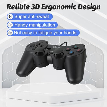 Umierke Wired USB Game Controller for Windows PC/Raspberry Pi, Dual Vibration Gaming Joystick, Gamepad for Laptop Desktop (Windows 11/10/8/7) & Steam/Roblox/RetroPie/RecalBox