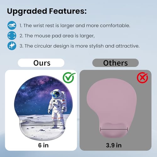 Mouse pad with Wrist Rest,Relieving Pain Memory Foam Computer pad, Ergonomic Desktop Mouse, Silicone Material Mouse pad, with Non-Slip PU Base (Space) - color: Space