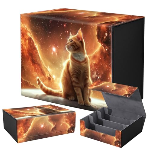 Strong Magnet for TCG MTG Commander Deck Box Playing Card Case Organizer Trading Card Case Creative Pattern Trading Card Storage Box for Collectible Games Up to 2400 Cards,A Beautiful Ginger Cat - color: A Beautiful Ginger Cat