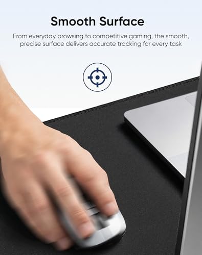 Reniteco Waterproof Large Office & Gaming Mouse Pad, 27.6" x 11.8", Black | Anti-Fray Stitched Edges, Premium Textured Surface, Non-Slip Rubber Base, Water and Stain Resistant Protection - color: Matte Black, size: 27.6''x11.8''x0.12"
