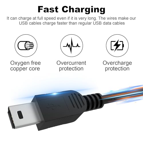 Saipomor Replacement Charger Mini USB Power Cord Charging Cable Compatible with Nintendo Wii U Pro Controller (10ft) - size: 10ft