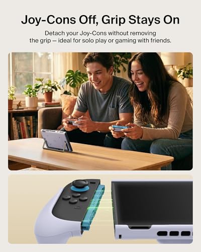 Belkin Nintendo Switch 2 Grip Case, Ergonomic, Dockable, Quick-Release Grip | Ergonomic Non-slip Protective Joy-Con Grip with Easy Joy-Con Removal, Dockable Quick-release Design, Built-in Kickstand - color: Lilac, style: Grip