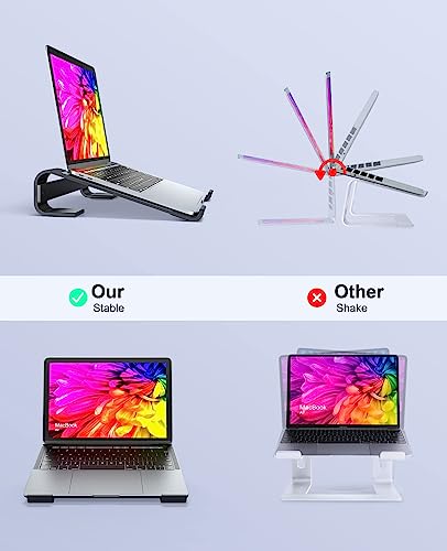 Soqool Laptop Stand for Desk, Ergonomic Detachable Laptop Riser | Aluminum MacBook Stand, Compatible with 12-17'' All Laptops Such as MacBook Pro/HP/Dell/Lenovo, Black - color: Black
