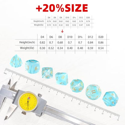 7-Piece Diamond Cut Dice Set D&D Set for Dungeons and Dragons, RPG, Tabletop Games, remium Gift Box & Durable Design - color: Ls-6