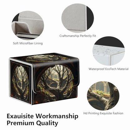 Strong Magnet for TCG MTG Commander Deck Box Playing Card Case Magic Deck Box Creative Pattern Trading Card Storage Box for Collectible Games, Mysterious Treehouse - color: Mysterious Treehouse