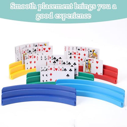 Three-Layer Design Playing Cards Holders，Playing Card Holder for Kids Adults Hands Free Card Holder for Family Card Game Nights Poker Parties - color: Green(2pack)